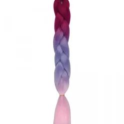 Włosy syntetyczne warkocze warkoczyki 60 cm OMBRE - bordowo fioletowo różowe