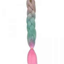 Włosy syntetyczne warkocze warkoczyki 60 cm OMBRE - różowo turkusowe