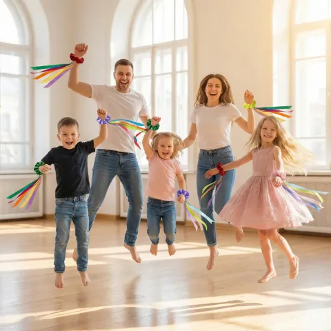 Wstążki do tańca 75 cm na rękę z opaską żółtą 1 szt.