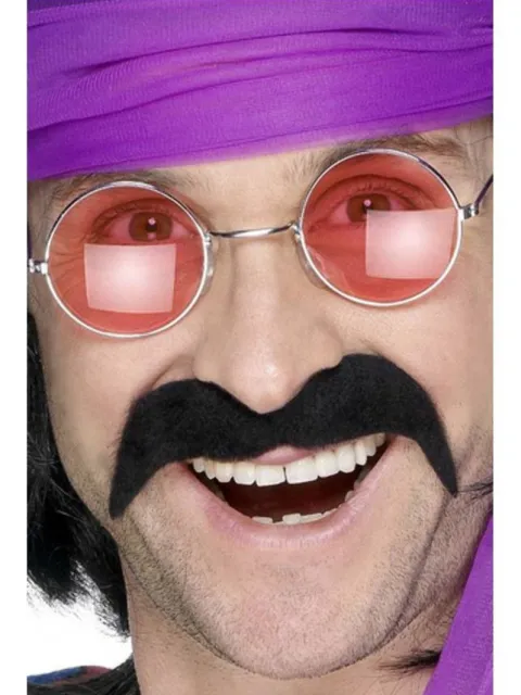 Wąsy samoprzylepne czarne Hipisa lata 70 Seventies Tash