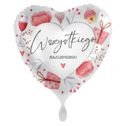 Wszystkiego Najlepszego balon foliowy serce 18 cali