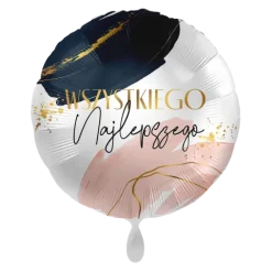Wszystkiego Najlepszego glamour balon foliowy okrągły 18 cali