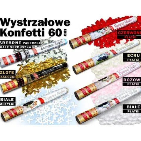 Wystrzałowe Konfetti pneumatyczne Tuba 60 cm metaliczne
