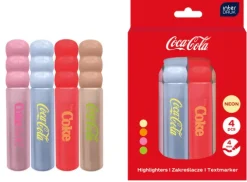 Zakreślacze markery pisaki neonowe Coca Cola zestaw 4 szt.