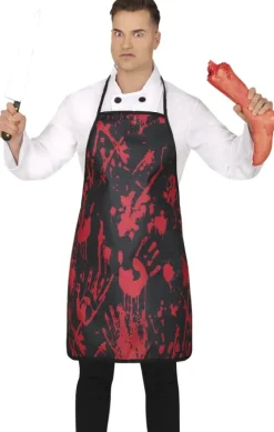 Zakrwawiony fartuch rzeźnika czarny Halloween