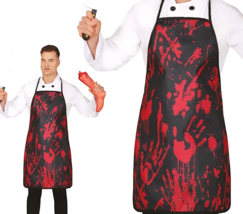 Zakrwawiony fartuch rzeźnika czarny Halloween
