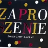 Zaproszenia uniwersalne czarne w kropki 5 szt.