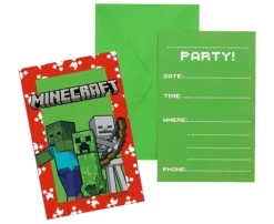 Zaproszenie Minecraft na urodziny 6 szt.