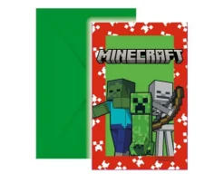 Zaproszenie Minecraft na urodziny 6 szt.