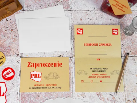 Zaproszenie na imprezę PRL 6 szt.