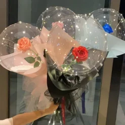 Zestaw Balon LED z różą i ozdobami na Walentynki