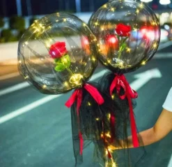 Zestaw Balon LED z różą i ozdobami na Walentynki