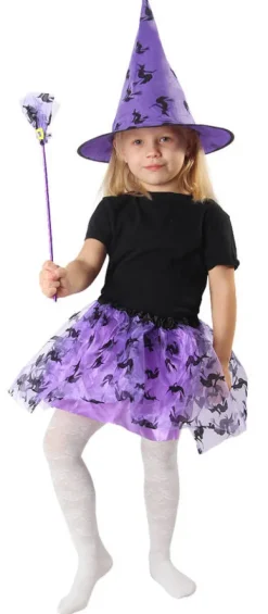 Zestaw dla dziewczynki Czarownica halloween Fioletowy
