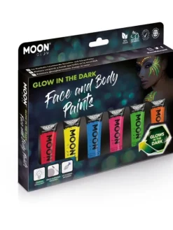 Zestaw Farby świecące w ciemności i UV MOON Glow 6 x 12ml
