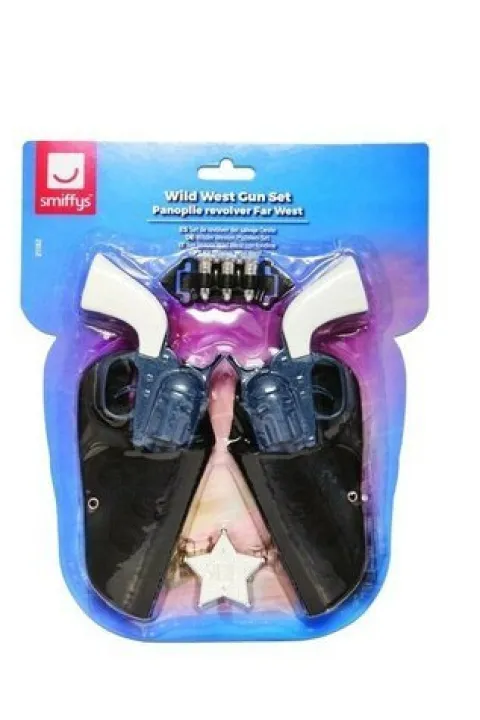 Zestaw Kowboj Szeryf Rewolwer Pistolet x 2 szt Amunicja Gwiazda