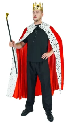 Zestaw Króla peleryna korona dla dorosłych 140 cm czerwona