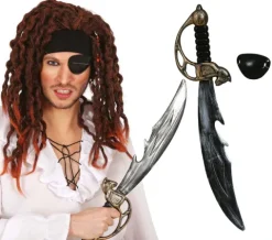 Zestaw Pirata Miecz piracki szabla z rękojeścią 50 cm i opaska na oko