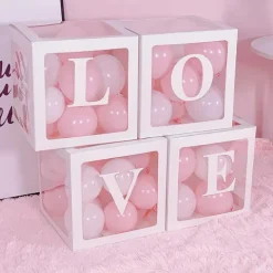 Zestaw pudełek 30 cm na balony BOX DEKORACYJNY litery LOVE 4 szt.