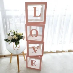Zestaw pudełek 30 cm na balony BOX DEKORACYJNY litery LOVE 4 szt.