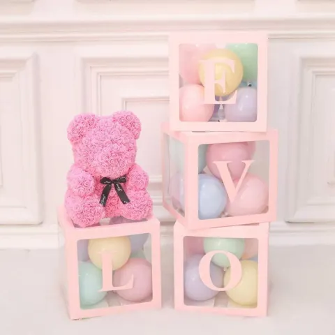 Zestaw pudełek 30 cm na balony BOX DEKORACYJNY litery LOVE 4 szt.
