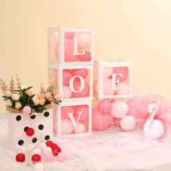Zestaw pudełek 30 cm na balony BOX DEKORACYJNY litery LOVE 4 szt.