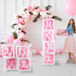 Zestaw pudełek 30 cm na balony BOX DEKORACYJNY litery LOVE 4 szt.