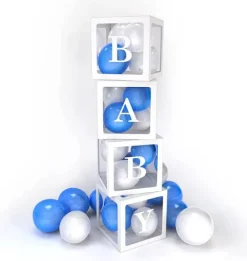 Zestaw pudełek 30 cm na balony BOX DEKORACYJNY litery BABY 4 szt.