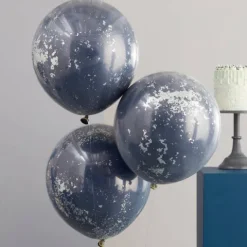 Zestaw 3 balonów lateksowych z konfetti 18 cali NAVY
