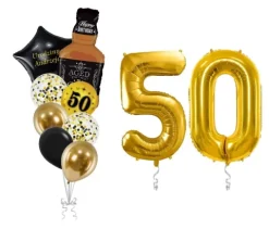 Zestaw balonów na 50 urodziny bukiet balonowy złoty PERSONALIZACJA