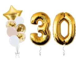 Zestaw balonów na 30 urodziny bukiet balonowy złoty PERSONALIZACJA