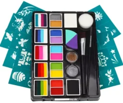 Zestaw Farby + split cake + szablony do malowania FUSION Perfect Face Painting Kit