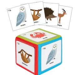 Zestaw Kostka Edukacyjna z kieszeniami + 78 kart zwierzęta PL