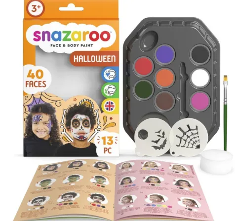 Zestaw Paleta z szablonami Farby do twarzy i ciała Snazaroo HALLOWEEN