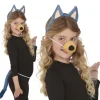 Zestaw piesek niebieski Bluey opaska, ogon i nosek