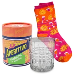 Zestaw prezentowy: Skarpetki i szklanka Gift Me Sox wzór: Aperitivo