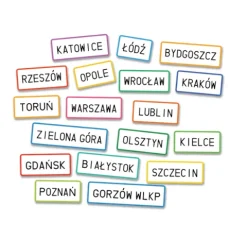 Zestaw rzepy 18 szt. nazwy miast dodatki do mapy Polski