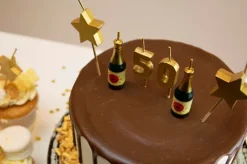 Zestaw świeczek na tort 50 urodziny złote 6 szt.