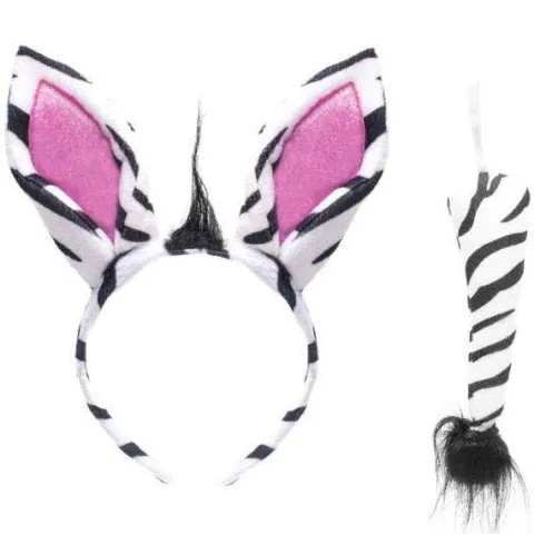 Zestaw zebra opaska uszy i ogon