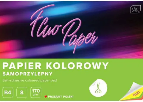 Zeszyt papierów kolorowych samoprzylepnych B4 FLUO 8 kartek